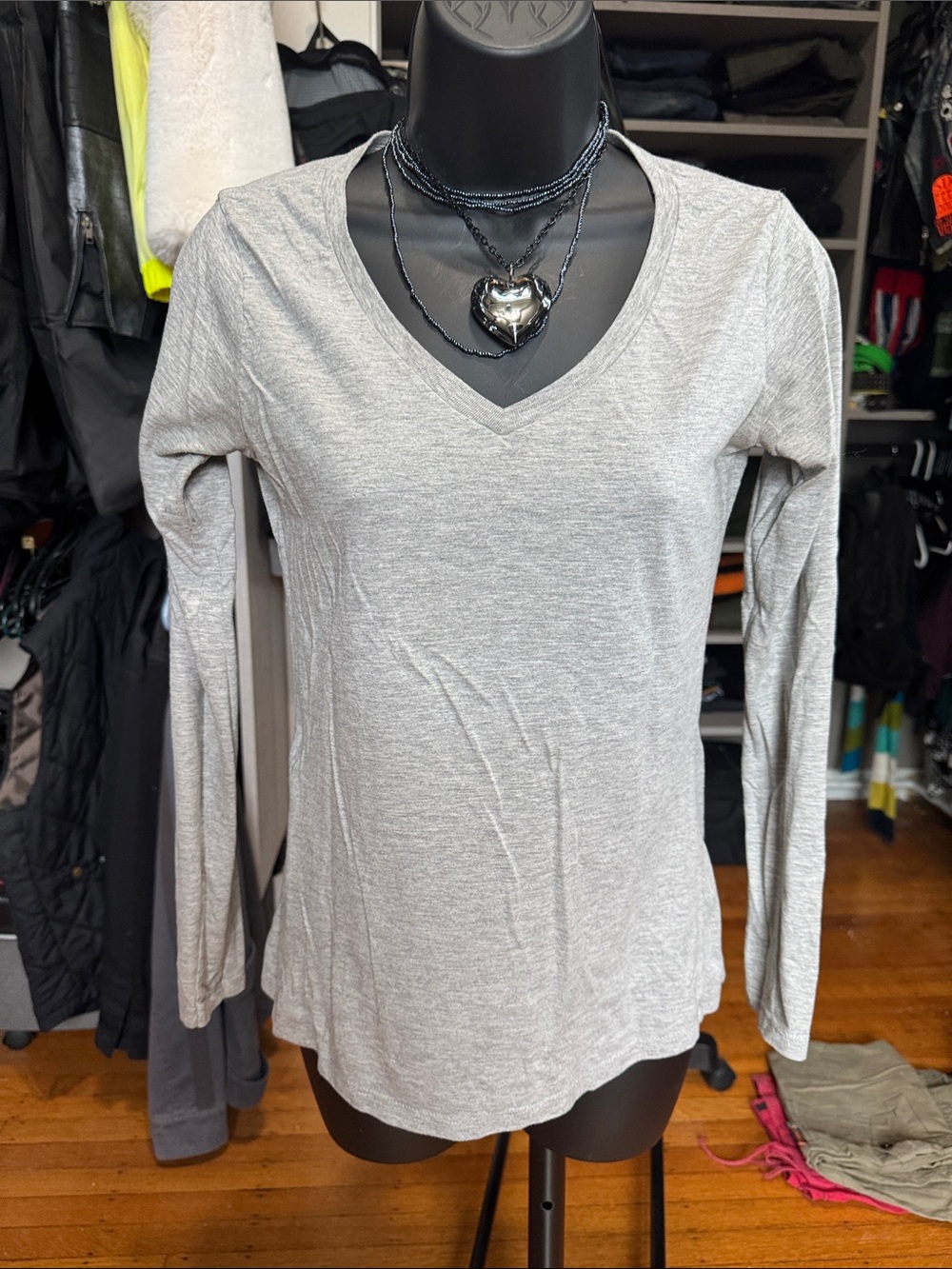 Threadless Light Gray V-Neck Long Sleeve Top